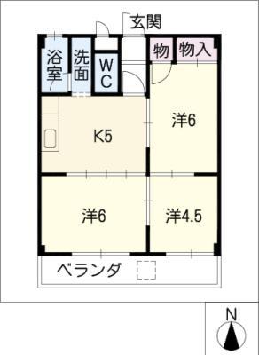 杉野ビル(3K/3階)の間取り写真