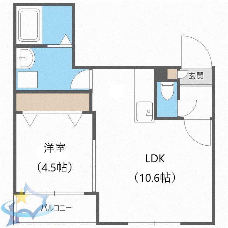 LEIA札幌(1LDK/5階)の間取り写真