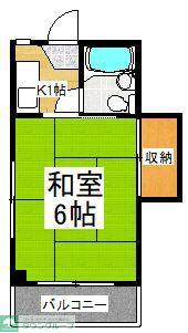 第2もとざかやハイツ(1K/1階)の間取り写真