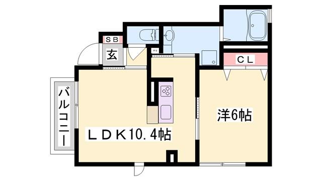 ハートランド(1LDK/1階)の間取り写真