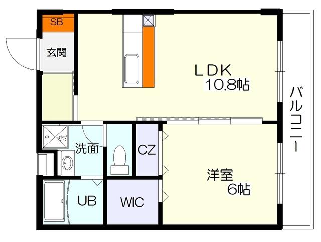 リッチヒルズ中央通(1LDK/3階)の間取り写真