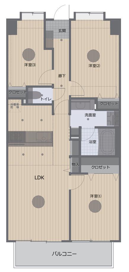 コスモ参宮橋パークビュー(3LDK/5階)の間取り写真