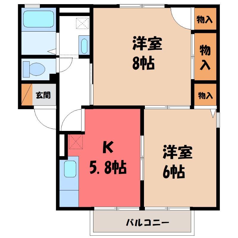 パミドールA(2K/2階)の間取り写真