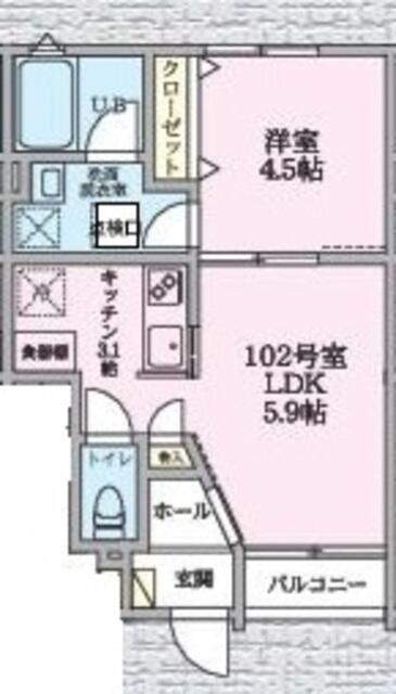 エクセルピア萩中3番館(1LDK/1階)の間取り写真