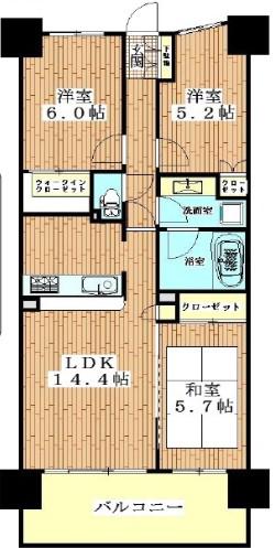 ロータリーパレスくぬぎ山(3LDK/4階)の間取り写真