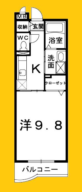 スターキャッスル(1K/2階)の間取り写真