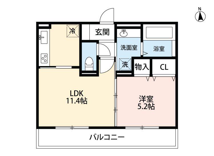 インペリアル(1LDK/3階)の間取り写真