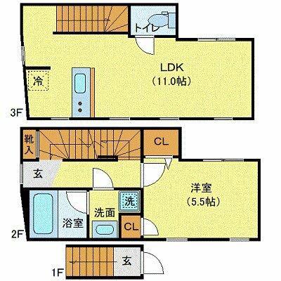 プライベートプレイス広尾(1LDK/2階)の間取り写真