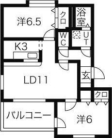 アラモード宮の森(2LDK/4階)の間取り写真