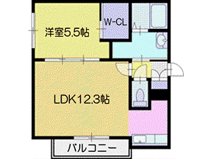 パッシブプレイスA棟(1LDK/3階)の間取り写真