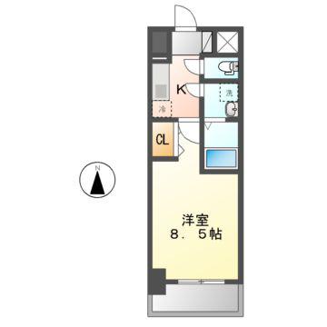 S-RESIDENCE浄心II(1K/6階)の間取り写真