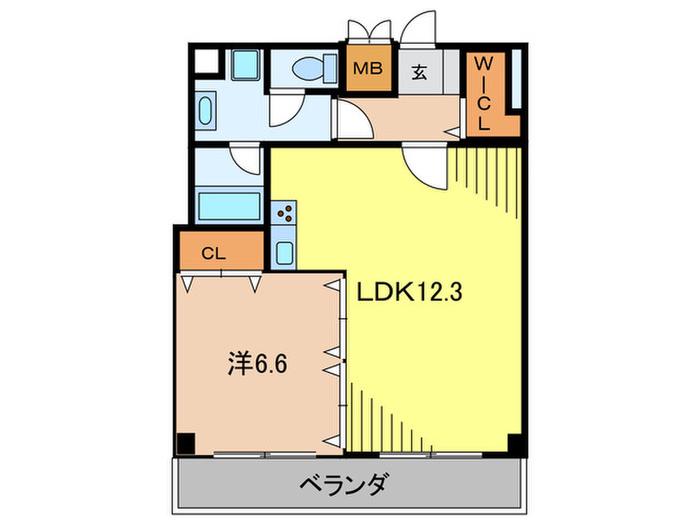 デルファーレ西宮(1LDK/9階)の間取り写真