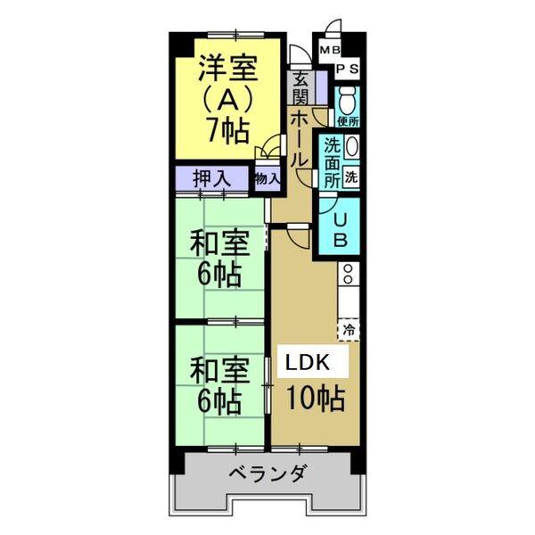 グランドヒルズ東海(3LDK/2階)の間取り写真