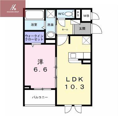 パイン山城(1LDK/2階)の間取り写真