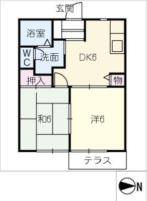マノワール(2DK/2階)の間取り写真