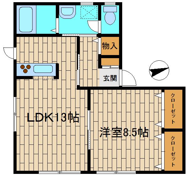 ラフィネA(1LDK/1階)の間取り写真