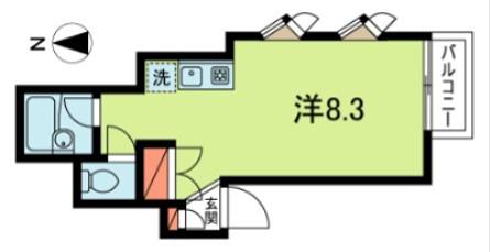 アミュゼール(ワンルーム/1階)の間取り写真