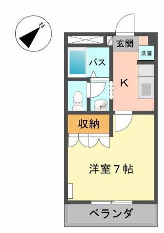 ウエストヒルズ(1K/1階)の間取り写真