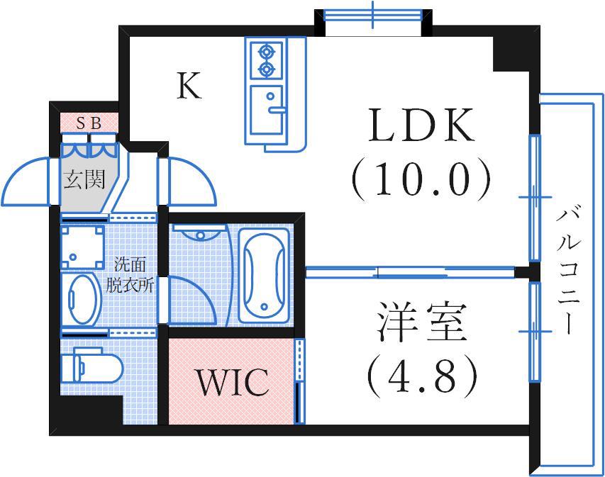 アヴェニール永沢(1LDK/6階)の間取り写真