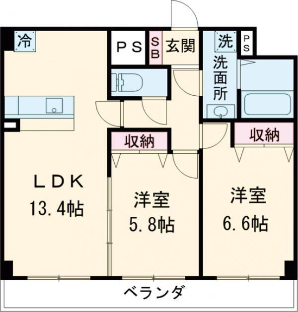 クラティオ(2LDK/3階)の間取り写真