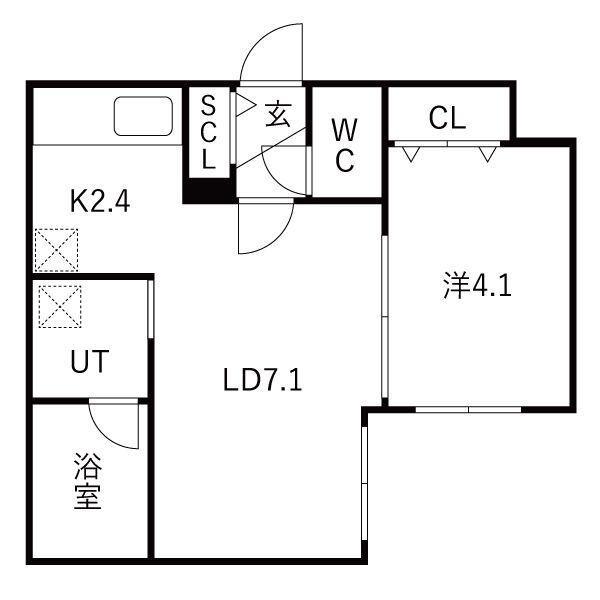 シティプレミア新道東(1LDK/1階)の間取り写真
