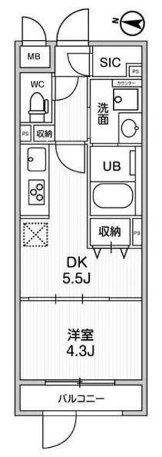 ラヴィエール戸越公園(1DK/1階)の間取り写真