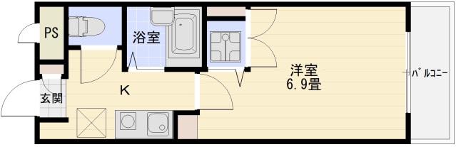 リーベハイツ青山(1K/3階)の間取り写真