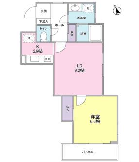 ヒルズ三栄町(1LDK/2階)の間取り写真
