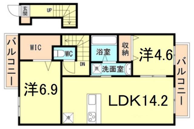 セジュール名和(2LDK/2階)の間取り写真