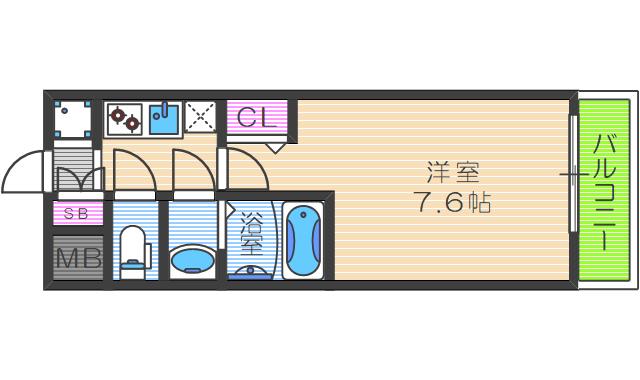 エグゼ天神橋(1K/8階)の間取り写真
