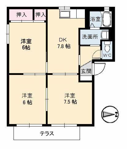 GREEN GABLES(3DK/1階)の間取り写真