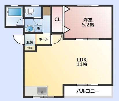 マンション富士(1LDK/2階)の間取り写真