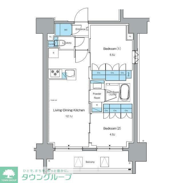 ルフォンプログレ秋葉原イースト(2LDK/12階)の間取り写真