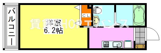 エスト津田沼(1K/2階)の間取り写真