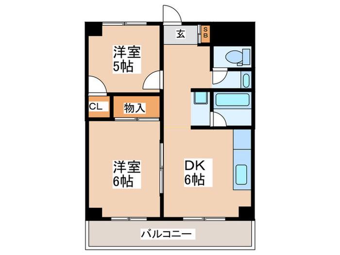 トーカド宮崎台(2DK/2階)の間取り写真