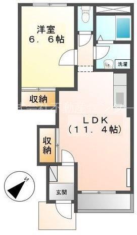 Kフォルティア(1LDK/1階)の間取り写真