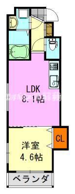 コネクトパークヒルズ神明町(1LDK/2階)の間取り写真