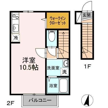 コンフォート南花沢(1K/1階)の間取り写真