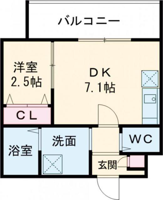 大浜北町シーエム・シス(1DK/1階)の間取り写真