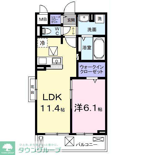 ルポン ボヌール(1LDK/1階)の間取り写真
