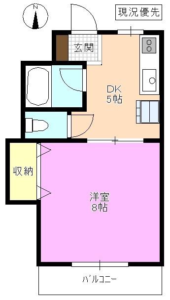 アビタシオンハラ(1DK/1階)の間取り写真