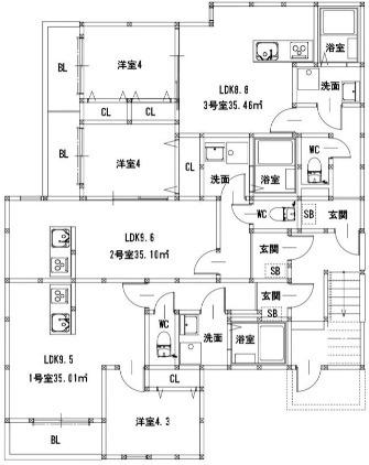 クリーク下山門II(1LDK/2階)の間取り写真