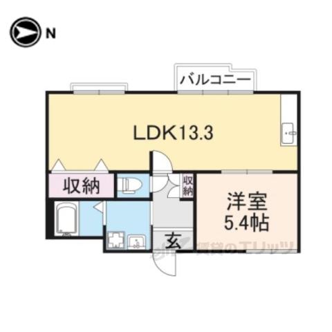 エクセルハイツC棟(1LDK/1階)の間取り写真