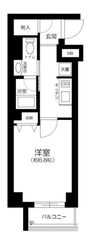シンシティ町屋(1K/6階)の間取り写真