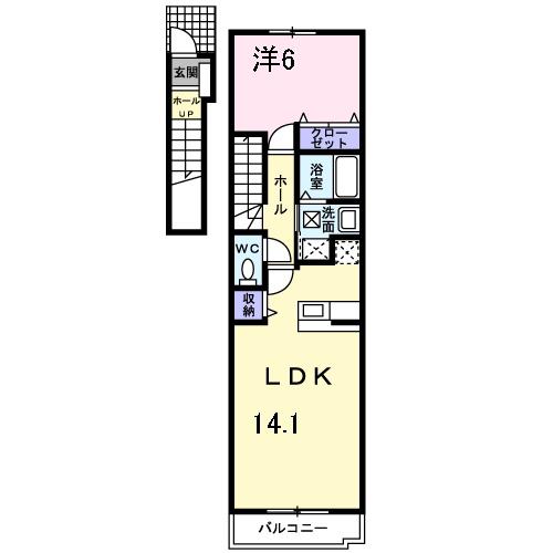 パーク・イーストII(1LDK/2階)の間取り写真