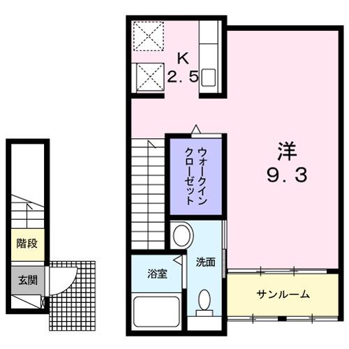 クレール(ワンルーム/2階)の間取り写真