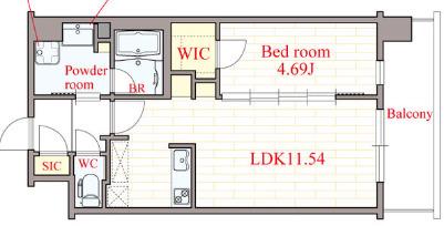 CASA REGULUS FUKUSHIMA NODA(1LDK/4階)の間取り写真