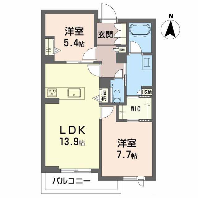 リーベン メーア(2LDK/2階)の間取り写真