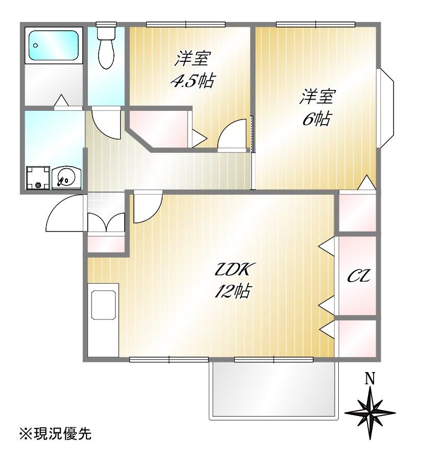 ハイツオンソ(2LDK/2階)の間取り写真