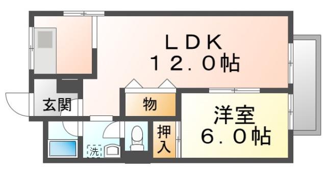 グリースシャトー桃山台(1LDK/4階)の間取り写真